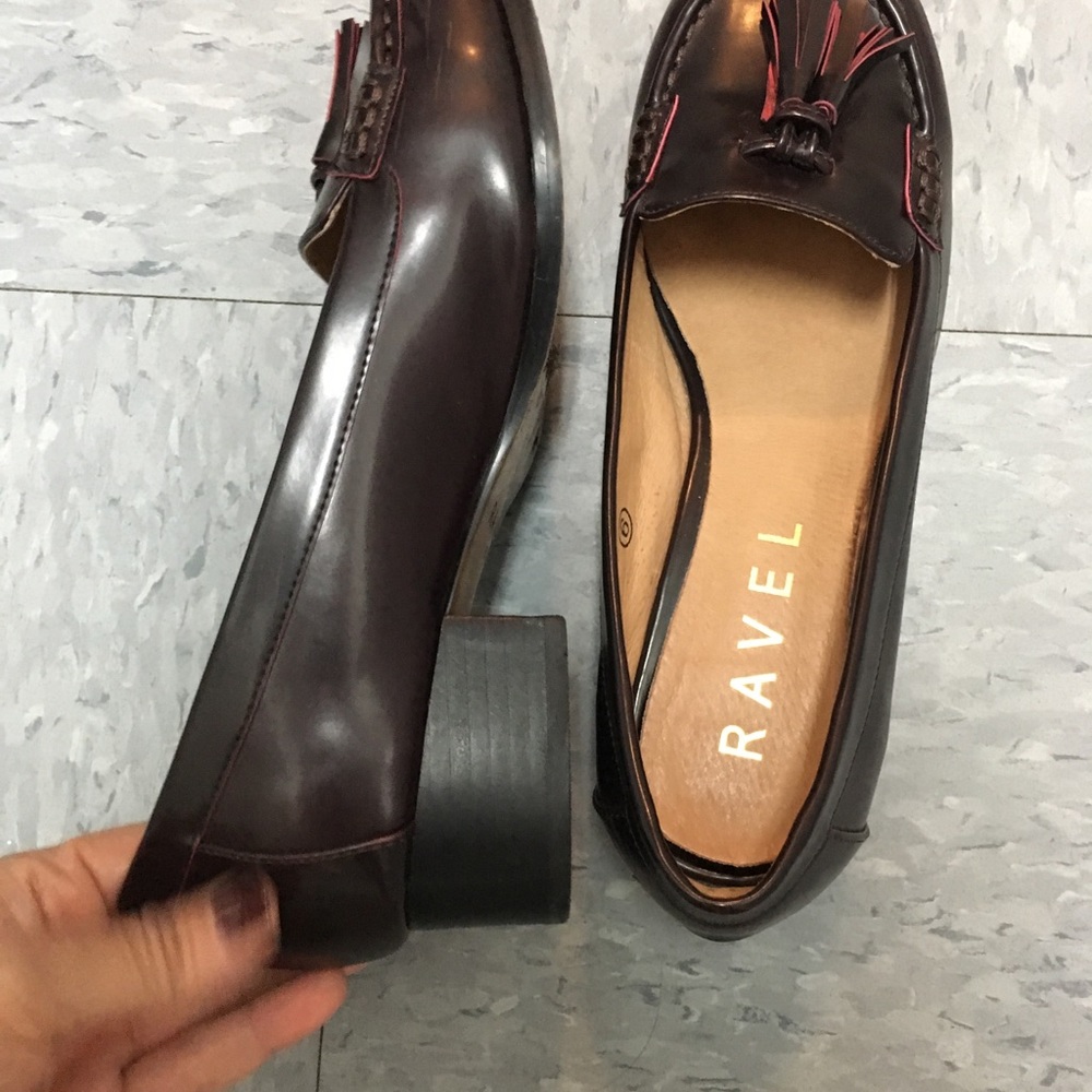 Burgundy Tasseled / Fringed Leather Loafers